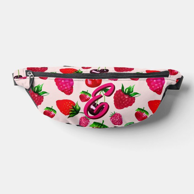 Cute Strawberry Fruit Pattern Custom Name Bum Bags (Lay Down)