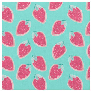 Red Green Strawberry Pattern Fabric