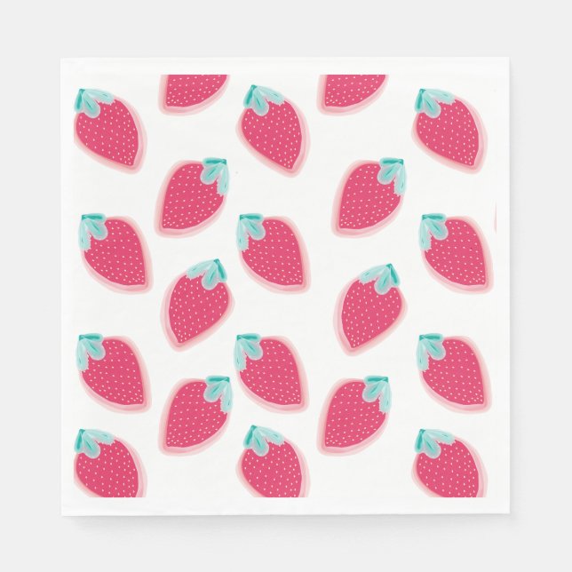 Cute Strawberry Fruit Pattern Napkin (Front)