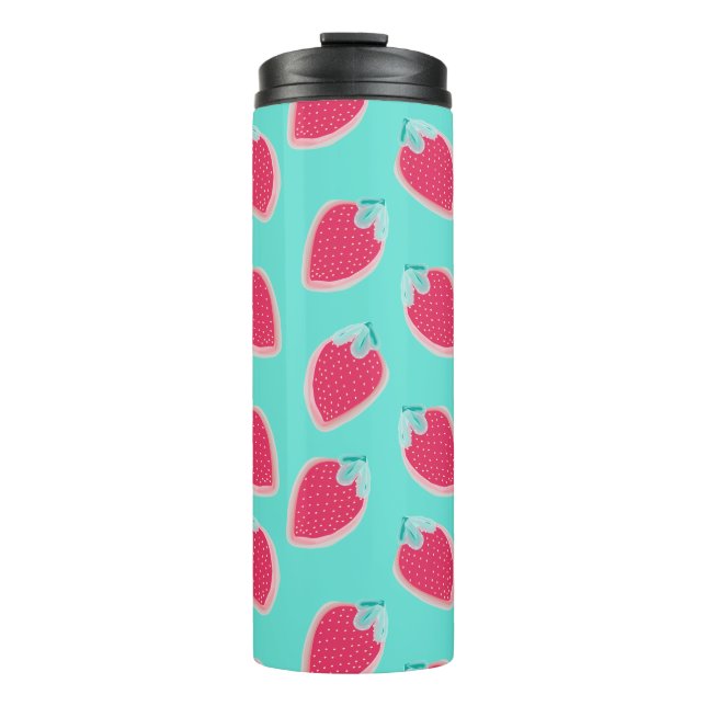 Cute Strawberry Fruit Pattern Thermal Tumbler (Front)