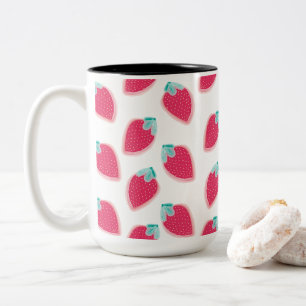 Cute Strawberry Fruit Pattern Two-Tone Coffee Mug