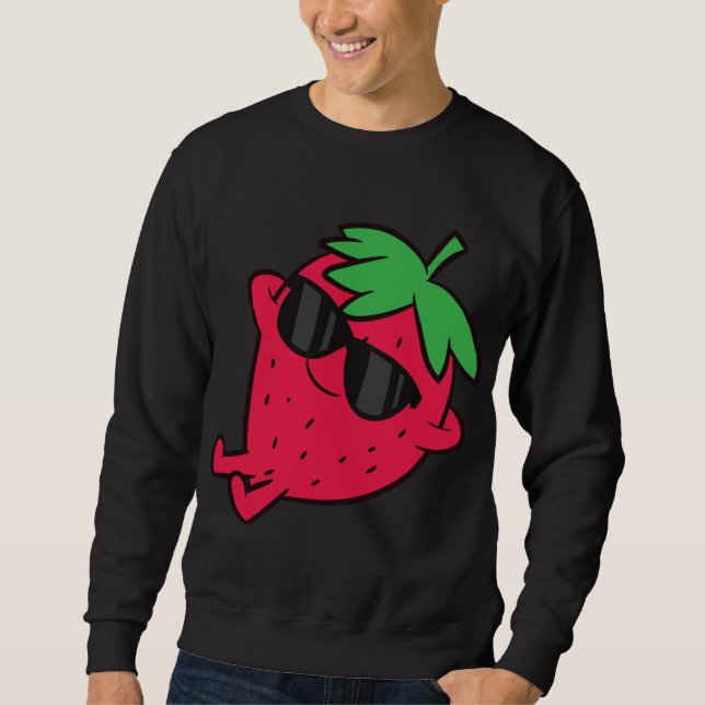Cute Strawberry Fruit Relaxing Lazy Strawberry Sweatshirt (Front)