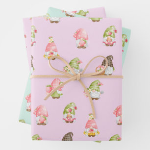 Cute Strawberry Fruit Scandinavian Gnomes Wrapping Paper Sheet