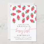 Cute Strawberry Girl Berry First Birthday Party  Invitation<br><div class="desc">Cute Strawberry Girl First Birthday Pink Party Invitation
Message me for any needed adjustments.</div>