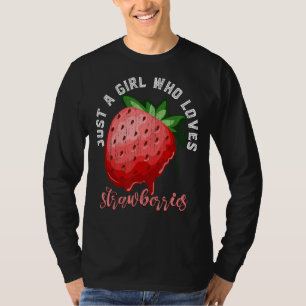Cute Strawberry  Girls Women Fruit Red Berry Straw T-Shirt
