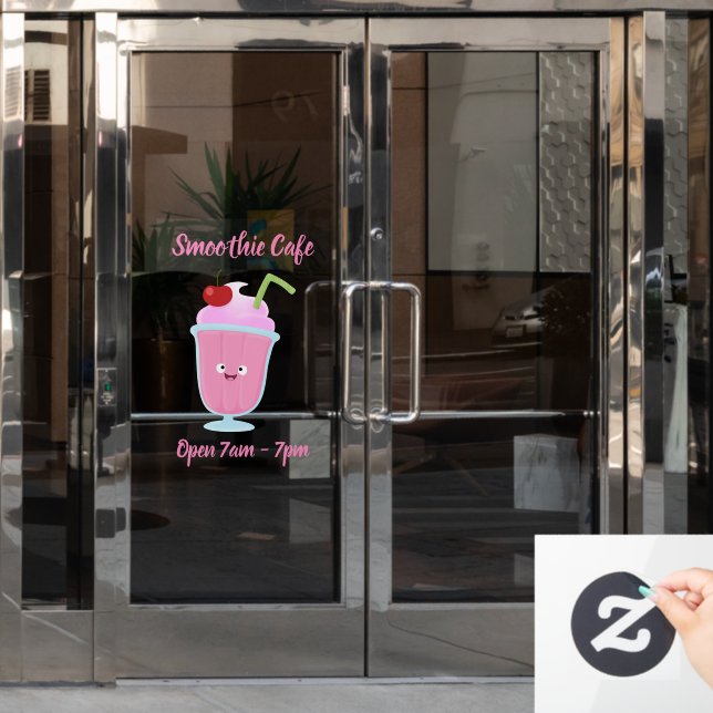Cute strawberry ice cream sundae cartoon (Office Door)