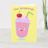 Cute strawberry ice cream sundae cartoon