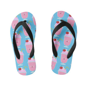 Cute strawberry ice cream sundae cartoon kid's thongs