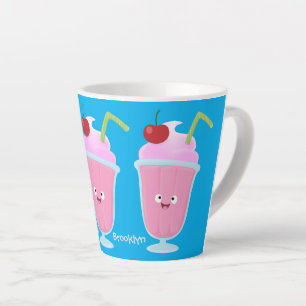 Cute strawberry ice cream sundae cartoon latte mug