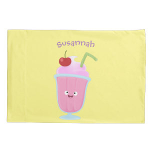 Cute strawberry ice cream sundae cartoon pillowcase