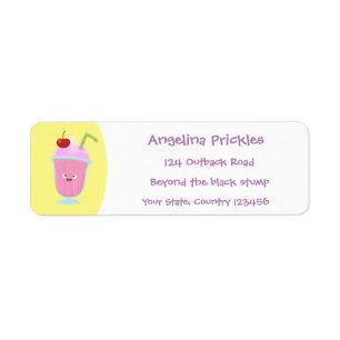 Cute strawberry ice cream sundae cartoon return address label