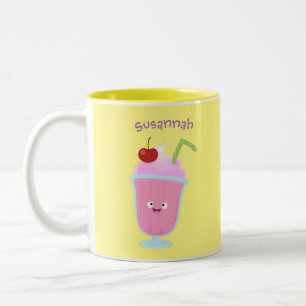 Cute strawberry ice cream sundae cartoon Two-Tone coffee mug