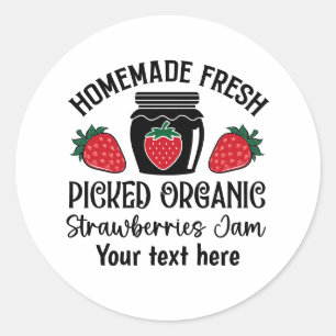 Cute strawberry jam customizable classic round sticker