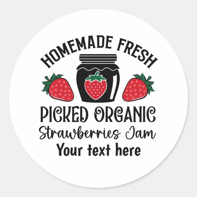 Cute strawberry jam customizable classic round sticker (Front)