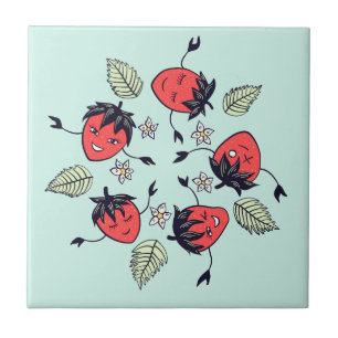 Cute Strawberry Kawaii Fruit Ceramic Tile