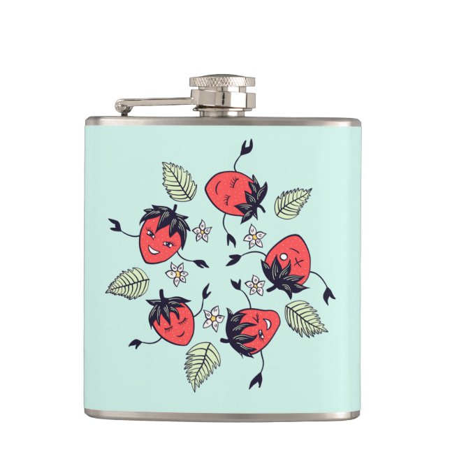 Cute Strawberry Kawaii Fruit Hip Flask (Front)
