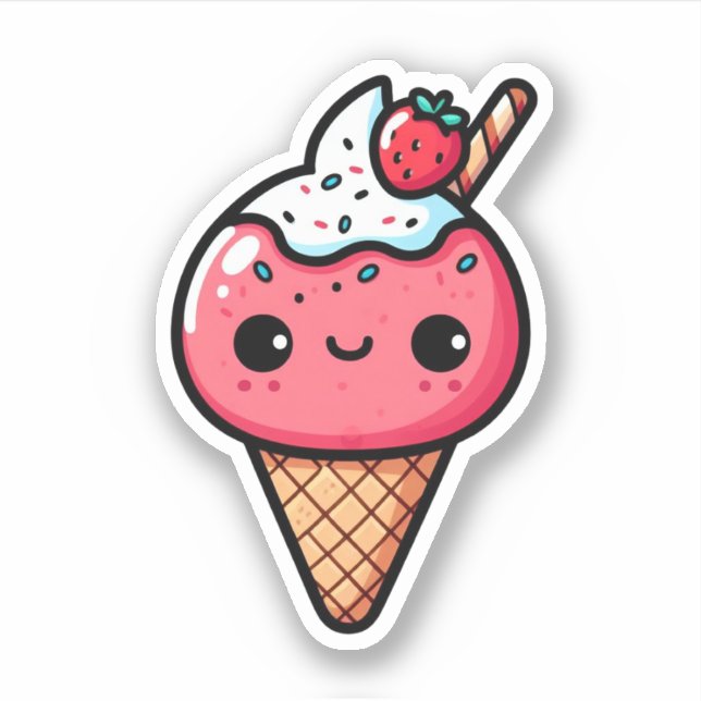 cute strawberry kawaii ice cream (Front)