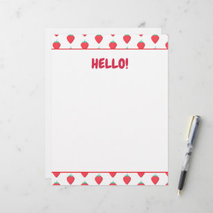 Cute Strawberry Kawaii Lover Aesthetic Pattern Custom Letterhead