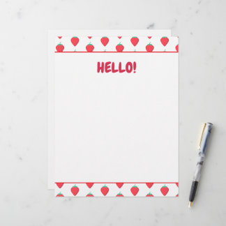 Cute Strawberry Kawaii Lover Aesthetic Pattern Custom Letterhead