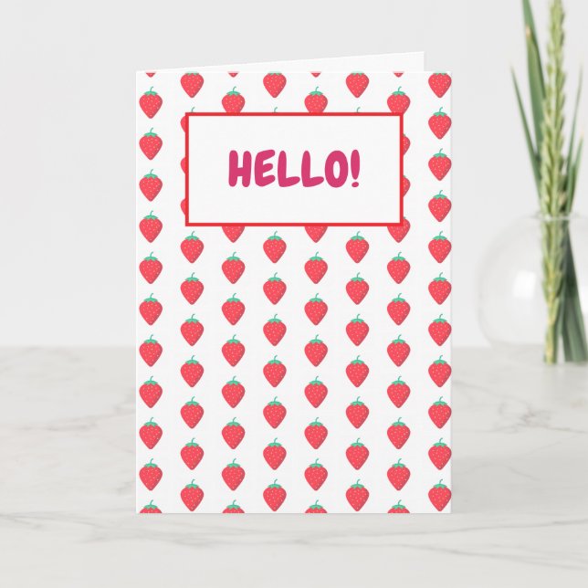 Cute Strawberry Kawaii Lover Aesthetic Pattern Note Card (Front)