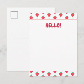 Cute Strawberry Kawaii Lover Aesthetic Pattern Postcard