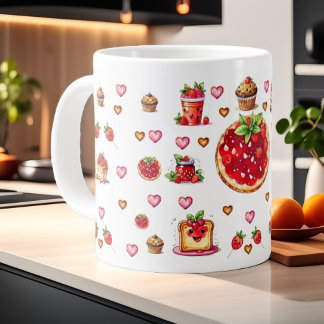 Cute Strawberry 💗🍓🥨  Large Coffee Mug