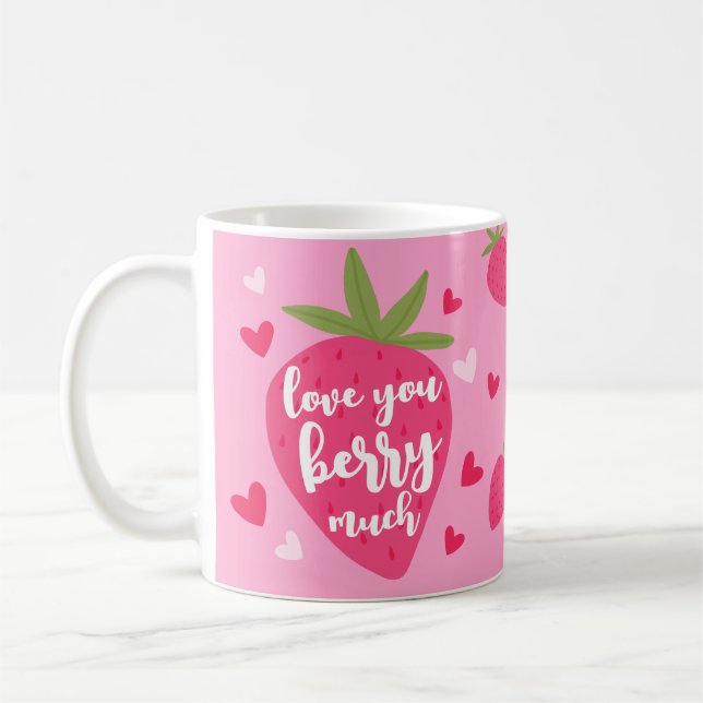 Cute Strawberry Love Berry Hearts Photo Valentines Coffee Mug (Left)
