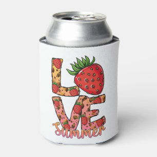 Cute Strawberry Love Summer Summer Vibes Can Cooler