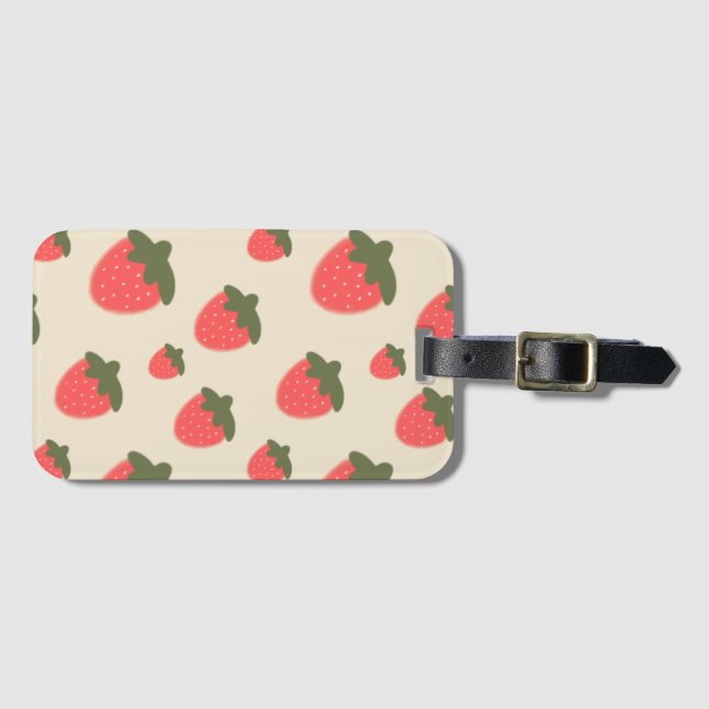 Cute strawberry luggage tag (Front Horizontal)