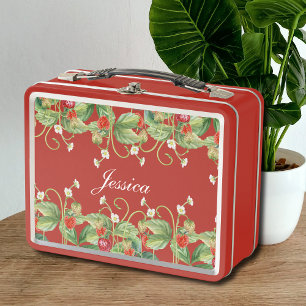 Cute Strawberry Metal Lunchbox