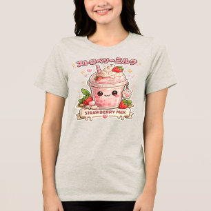 Cute Strawberry Milk Kawaii T-Shirt Pastel Pink Tri-Blend Shirt