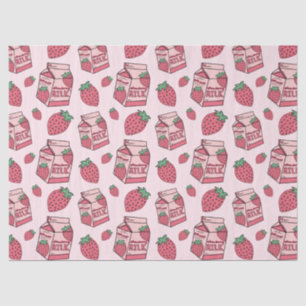 Cute Strawberry Milk Pattern Tissue Paper