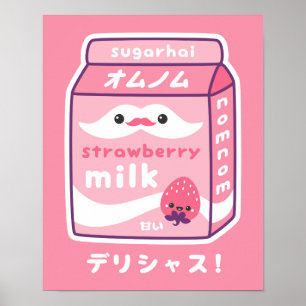 Cute Strawberry Milk Poster