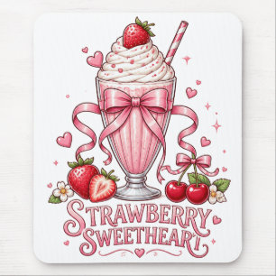 Cute Strawberry Milkshake Pink Dessert Mouse Pad