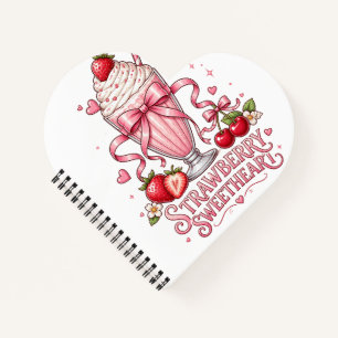 Cute Strawberry Milkshake Pink Dessert Notebook