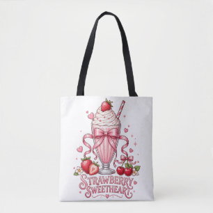 Cute Strawberry Milkshake Pink Dessert Tote Bag