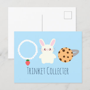 Cute Strawberry Necklace, Bunny And Ring Postcard