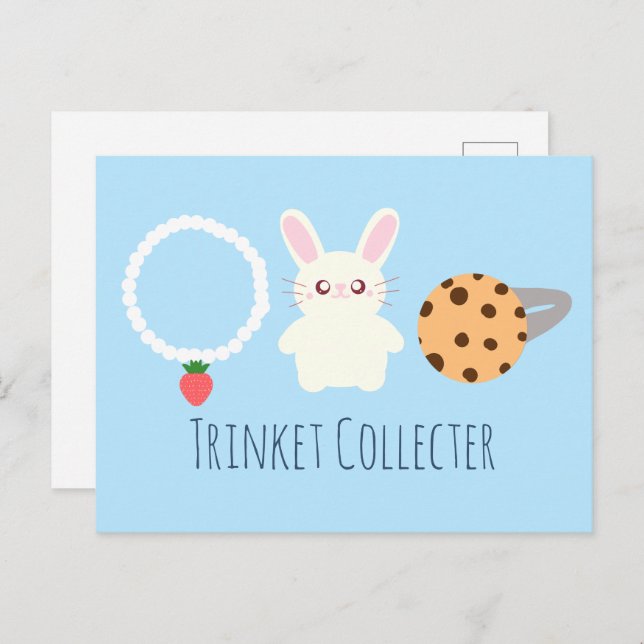 Cute Strawberry Necklace, Bunny And Ring Postcard (Front/Back)
