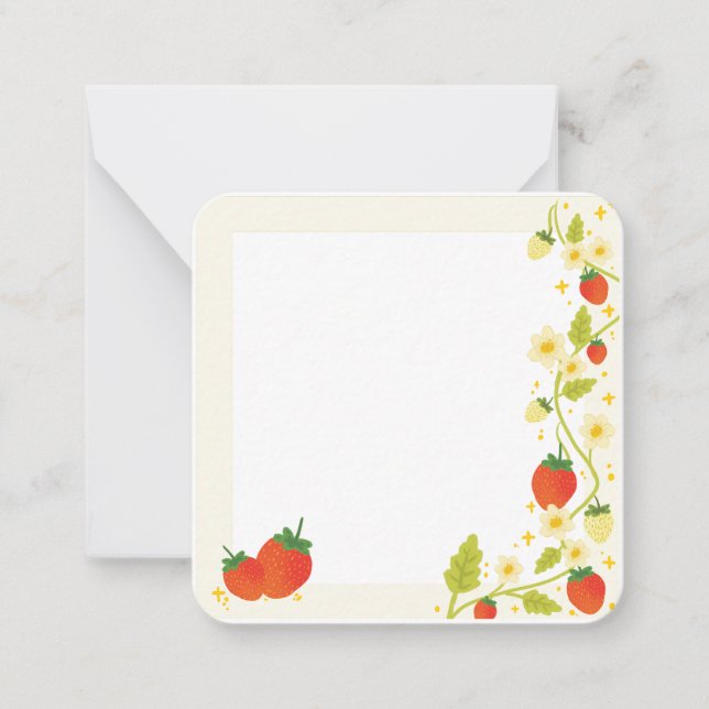 Cute strawberry note cards (Front)