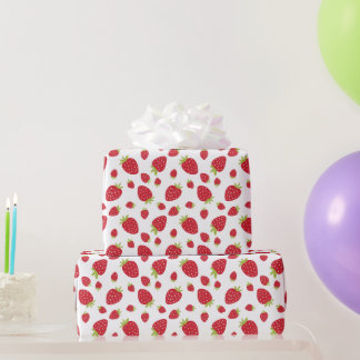 Cute Strawberry Pattern Berry First Birthday Party Wrapping Paper