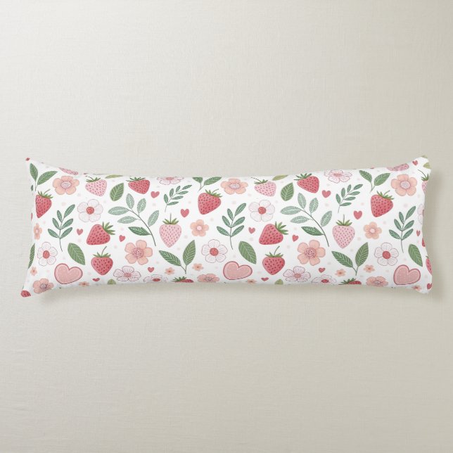 Cute Strawberry Pattern Body Pillow (Front)
