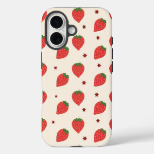 Cute Strawberry Pattern iPhone 16 Case