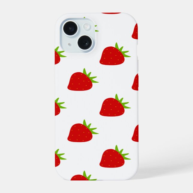 Cute Strawberry Pattern | iPhone 15 Case (Back)