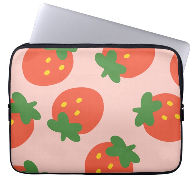 Cute strawberry pattern laptop sleeve (Front)