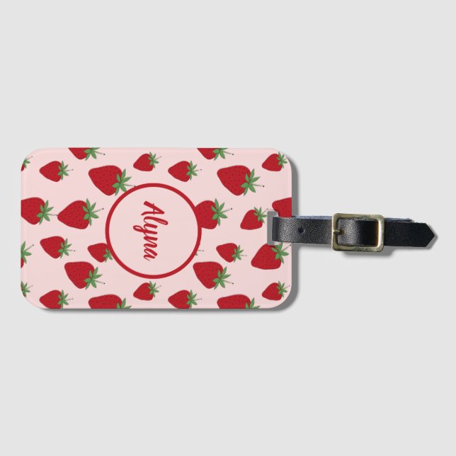 Cute Strawberry Pattern Luggage Tag (Front Horizontal)