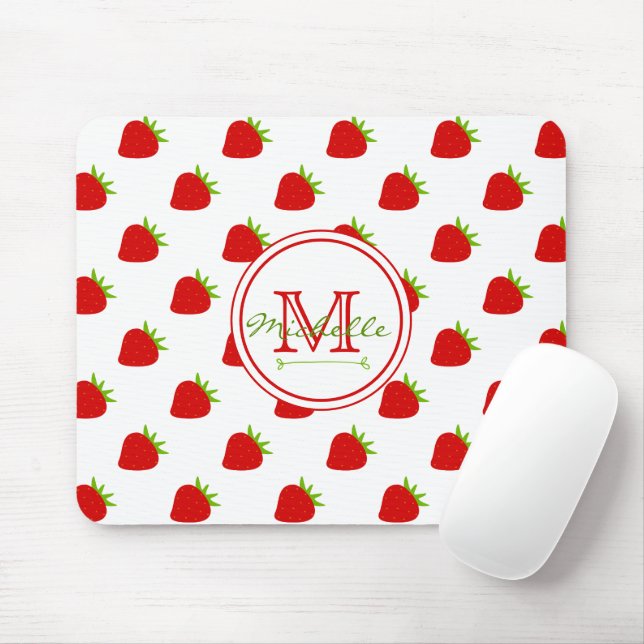 Cute Strawberry Pattern Mouse Pad (With Mouse)