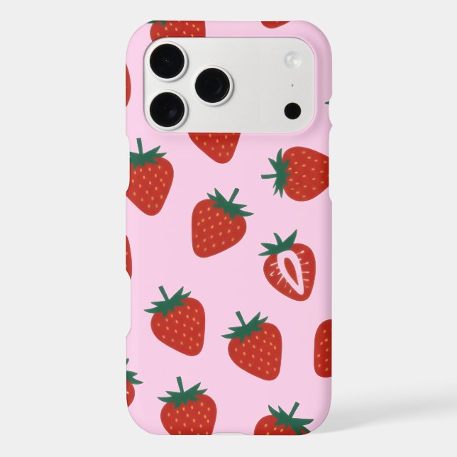 Cute Strawberry Pattern on Pink Background (Back)