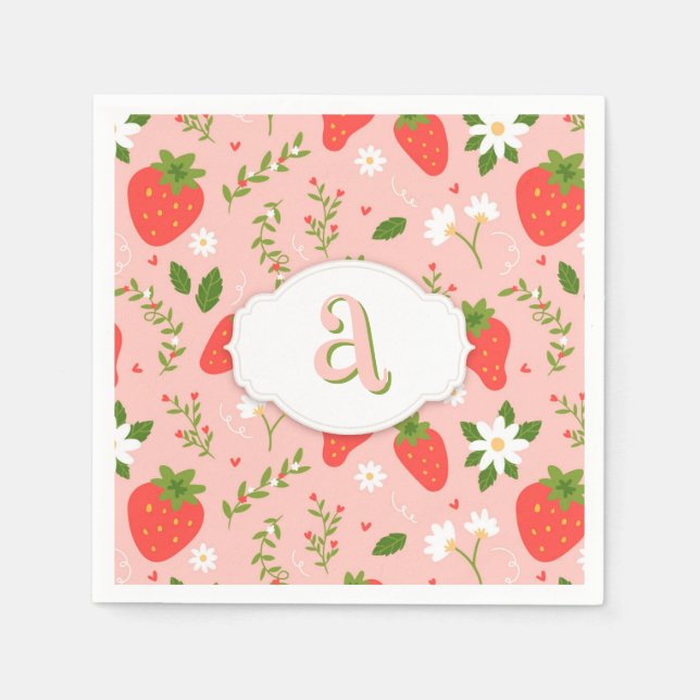 Cute Strawberry Pattern  Paper Napkin (Front)