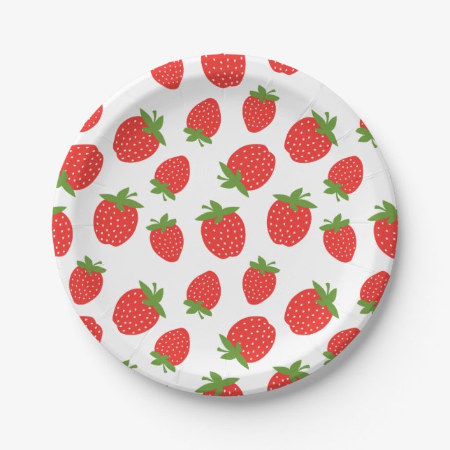 Cute Strawberry Pattern Paper Plate (Front)