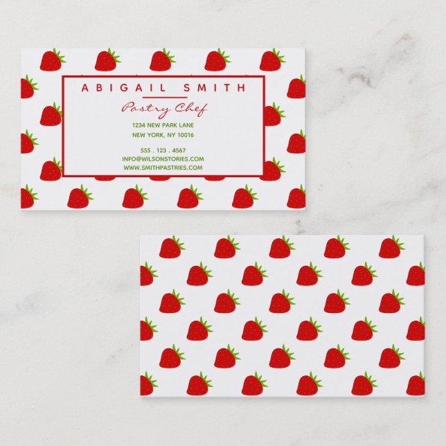 Cute Strawberry Pattern Personalised Business Card (Front/Back)